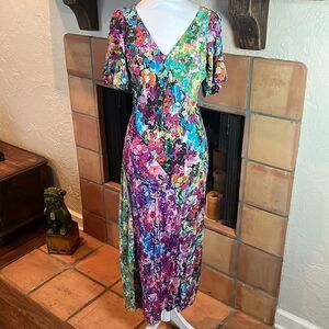 Kachel for Anthropologie Floral Bias Cut Dress, size 4